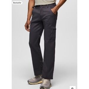 Prana Stretch Zion Pants Mens 38 Outdoor Hiking UPF Roll Up Cargo Camping Gray